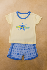 Boys Yellow Flash Star T-Shirt & Printed Shorts Set