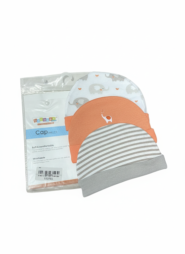Cap L Pk 3 Peach Elephant