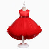 Charming Red Party Dress with Sequin Waistband for Girls
