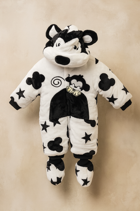 Cozy Monkey Animal Baby Winter Romper