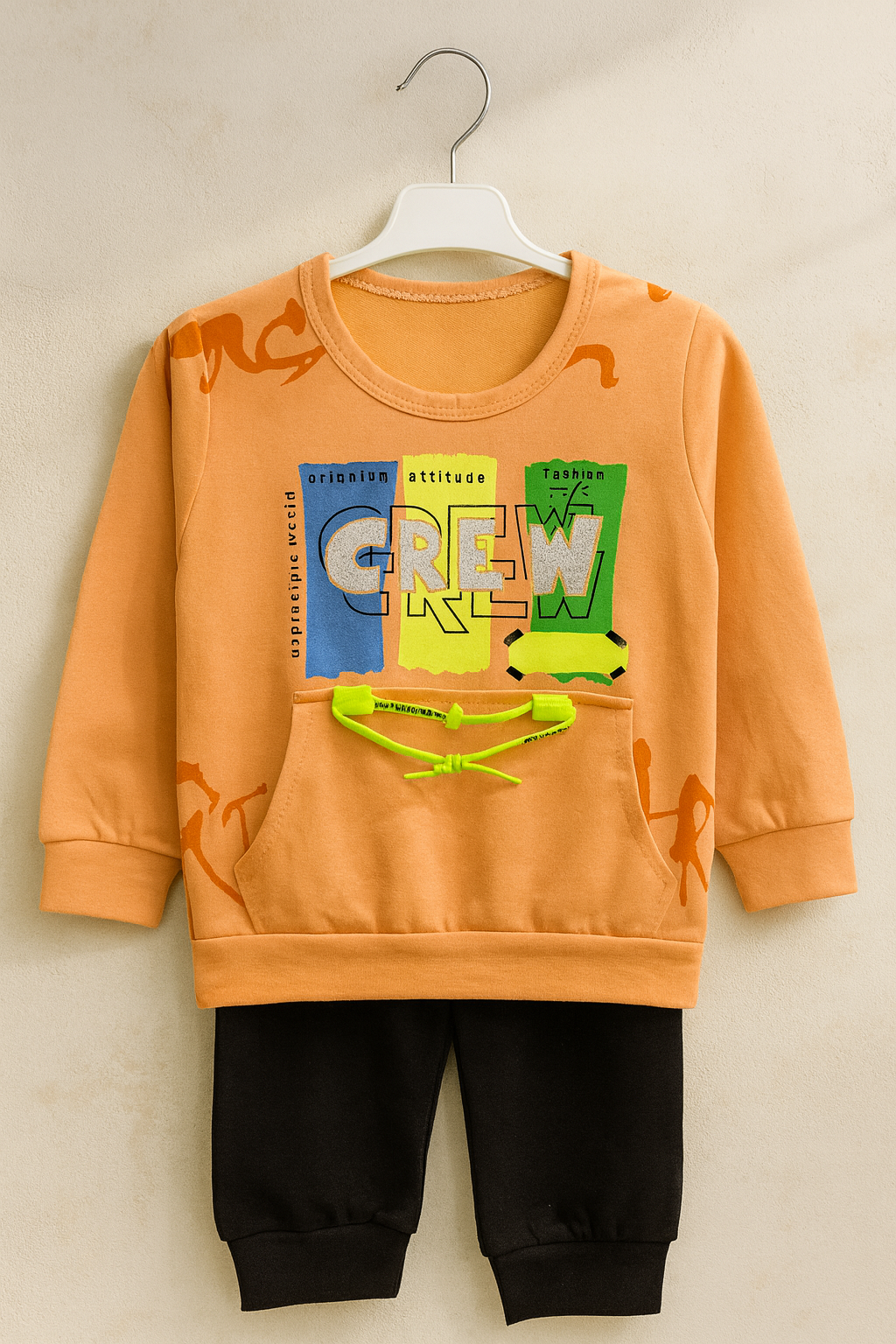 Kids Tracksuit with Draw Cord & CREW Style Screen Print