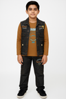 Boys' Denim Vest and Jeans Set with Long-Sleeve T-Shirt