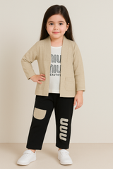 Girls Casual Wear Set with "MIU MIU Beautiful" Print Jacket & Pajama