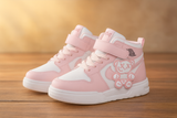 Kids High-Top Sneakers with Cute Bear Patch Stylish Casual Shoes