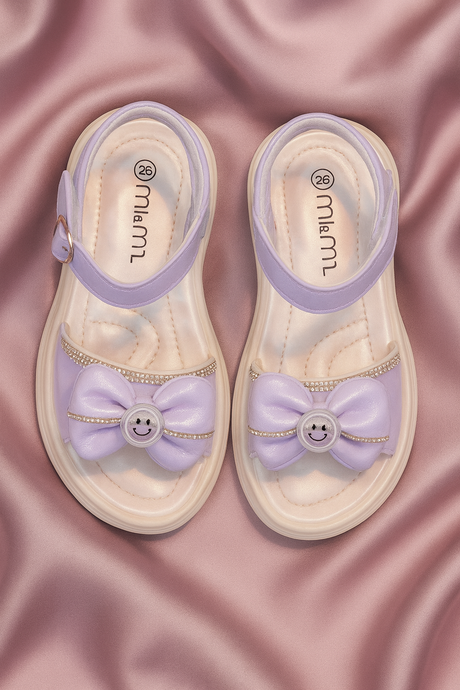 Kids Bow Sandals with Glitter Strap Cute Dress Sandals