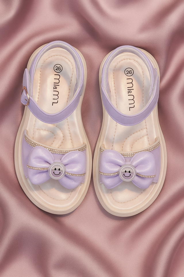 Kids Bow Sandals with Glitter Strap Cute Dress Sandals