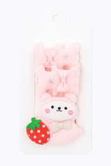 Plush Bear & Strawberry Hair Clips – Cute Soft Set (2pcs)