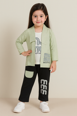 Girls Casual Wear Set with "MIU MIU Beautiful" Print Jacket & Pajama