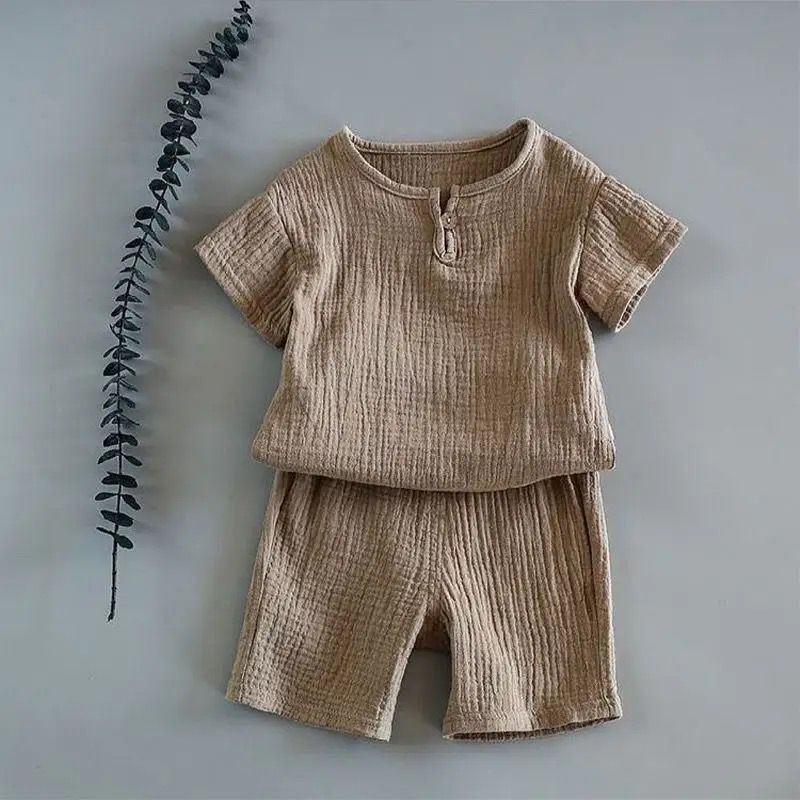 Girls 2 piece solid brown co-ord set