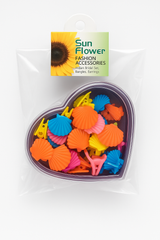 Colorful Seashell Hair Clips – Mini Claw Clip Set in Heart Box (Pack of 20+)
