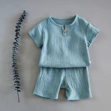 Boys Co-Ord Solids Teal Green Two-Piece Set