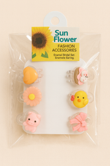 Cute Cartoons Hair Clips – Animal, Flower & Bow Set (6pcs)