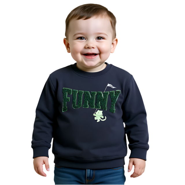 Mango Funny Towel Embroidered Navy Sweatshirt