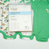 BODY SUIT PK3 6-12M D.GREEN DINO'S