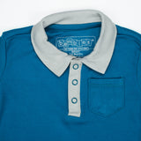 BODYSUIT POLO COLLAR AQUA INFANT