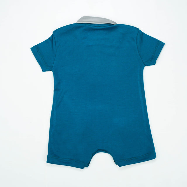 BODYSUIT POLO COLLAR AQUA INFANT