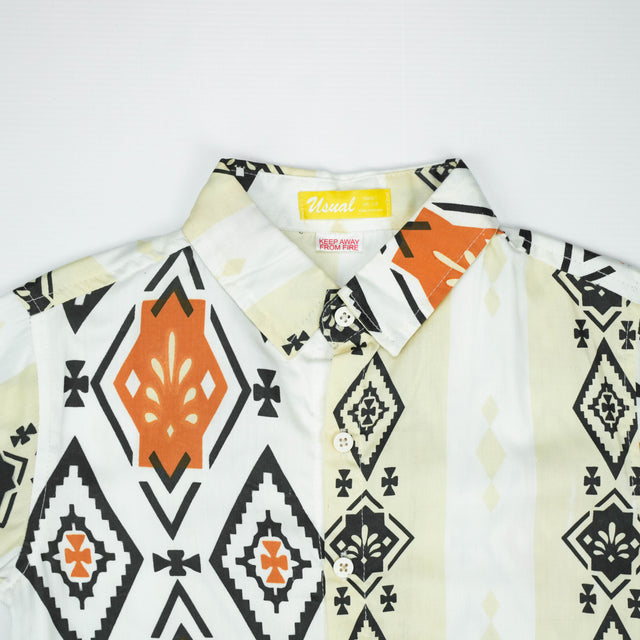 Tribal-Inspired Geometric Print Short-Sleeve Shirt