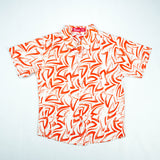 Dynamic Orange Abstract Print Short-Sleeve Shirt