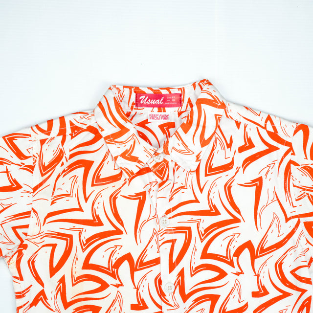 Dynamic Orange Abstract Print Short-Sleeve Shirt