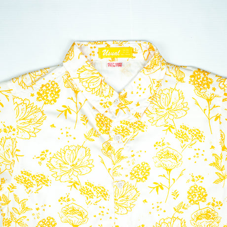 Yellow Floral Print Short-Sleeve Shirt