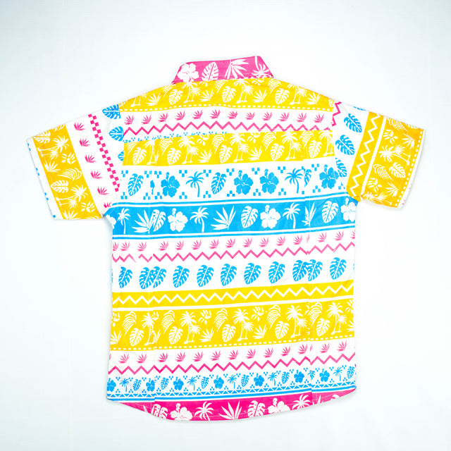 Tropical Striped Multicolor Short-Sleeve Shirt