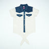 Light Denim Accent Tie-Front Short-Sleeve Shirt