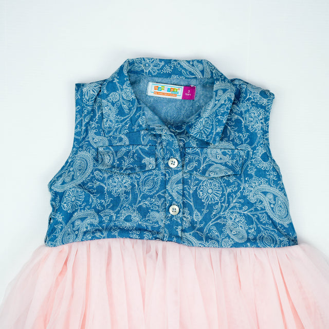 FRCOK DENIM WITH PINK NET TODDLER