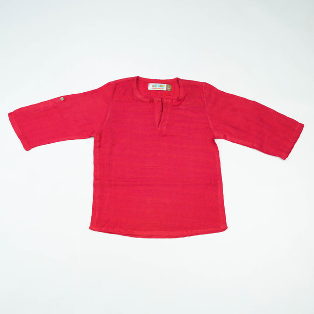 KURTI ROUND COLLAR BOYS RED INFANT