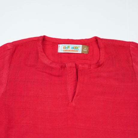 KURTI ROUND COLLAR BOYS RED INFANT