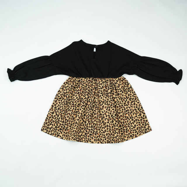 FROCK FLAIR BLACK CHEETA TODDLER