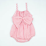 BODYSUIT FRONT BOW PINK CHECK INFANT