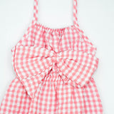 BODYSUIT FRONT BOW PINK CHECK INFANT