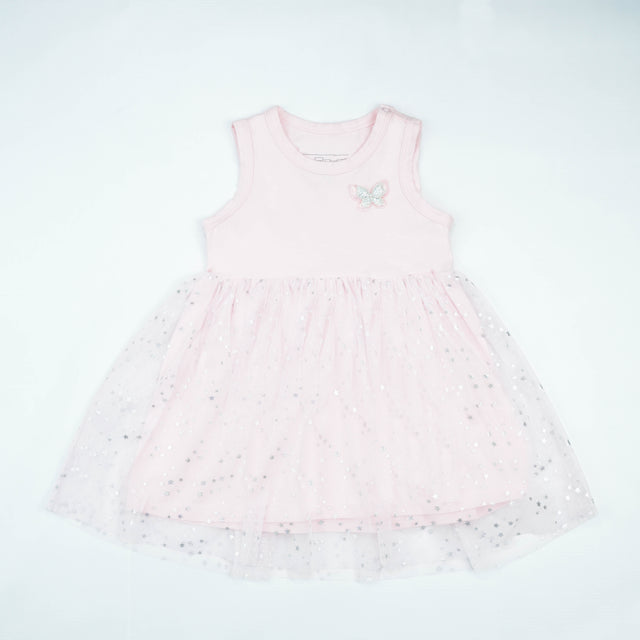 FROCK SLEVELESS WITH NET PINK INFANT