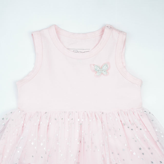 FROCK SLEVELESS WITH NET PINK INFANT