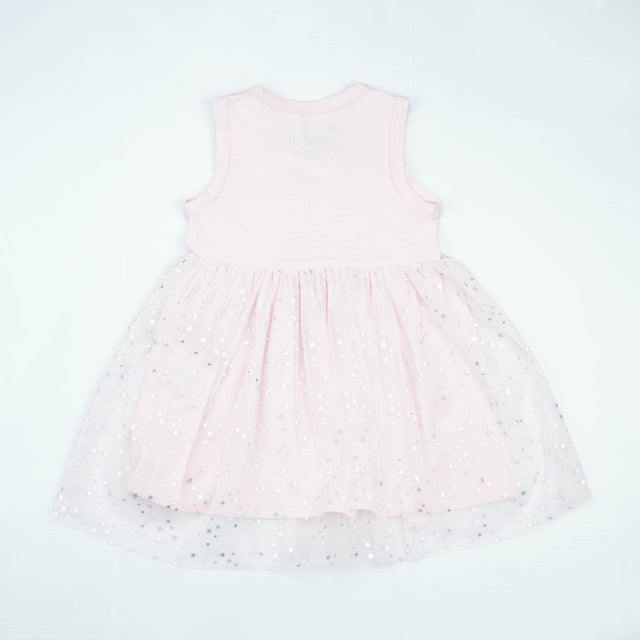 FROCK SLEVELESS WITH NET PINK INFANT