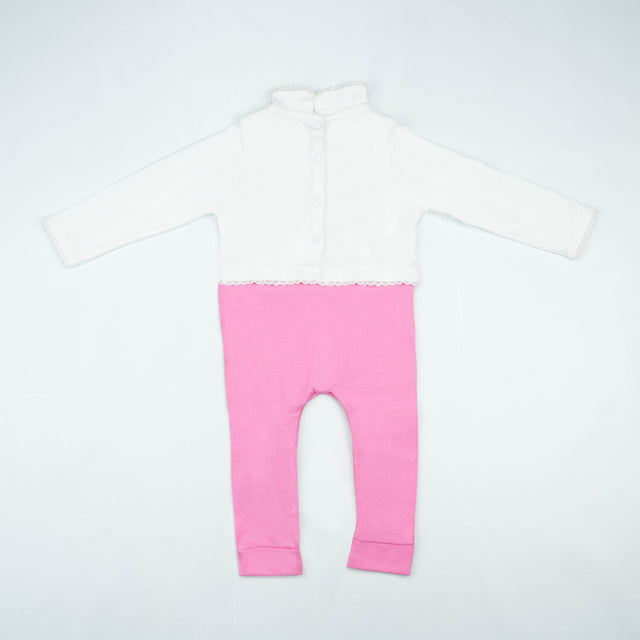 SLEEPSUIT CUT & SEW PINK OFF WHITE INFANT