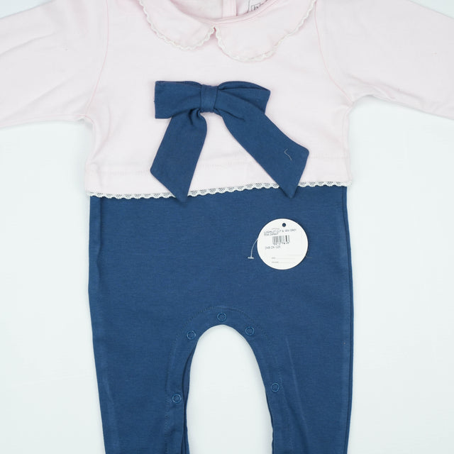 SLEEPSUIT CUT & SEW GREY PINK INFANT