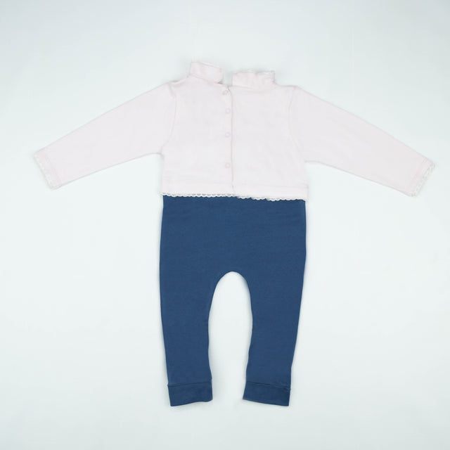 SLEEPSUIT CUT & SEW GREY PINK INFANT