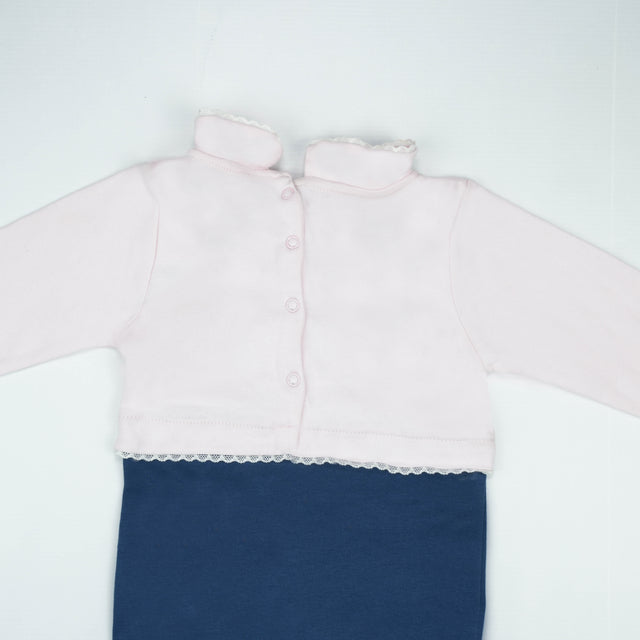 SLEEPSUIT CUT & SEW GREY PINK INFANT