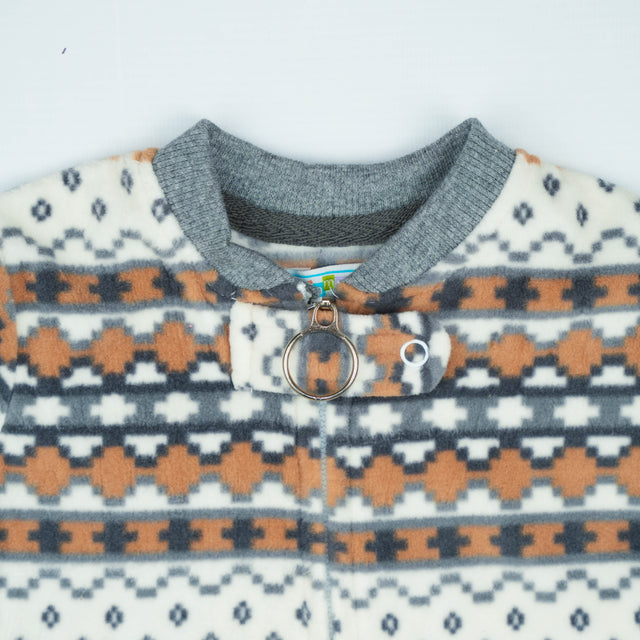 ROMPER RIB BOTTON BROWN PINE TREE INFANT