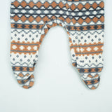 ROMPER RIB BOTTON BROWN PINE TREE INFANT