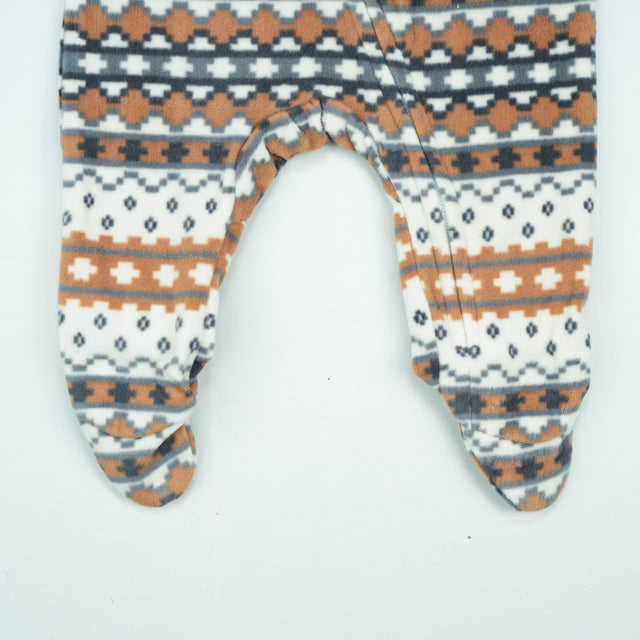 ROMPER RIB BOTTON BROWN PINE TREE INFANT