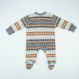 ROMPER RIB BOTTON BROWN PINE TREE INFANT