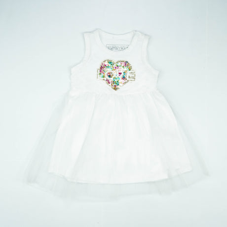 FROCK SLEVELESS WITH NET WHITE INFANT