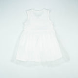 FROCK SLEVELESS WITH NET WHITE INFANT