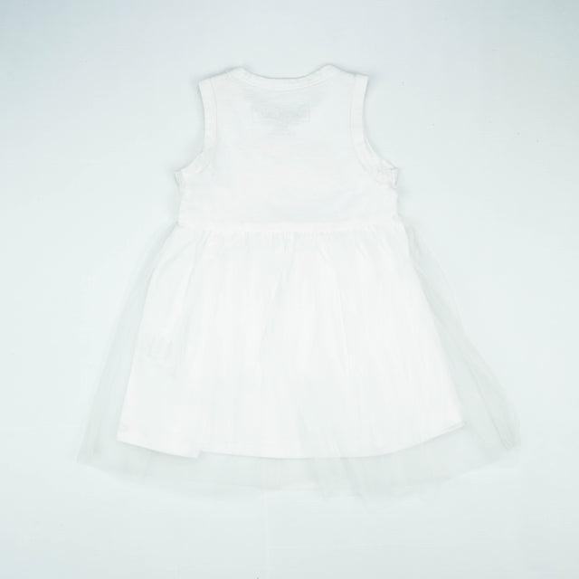 FROCK SLEVELESS WITH NET WHITE INFANT