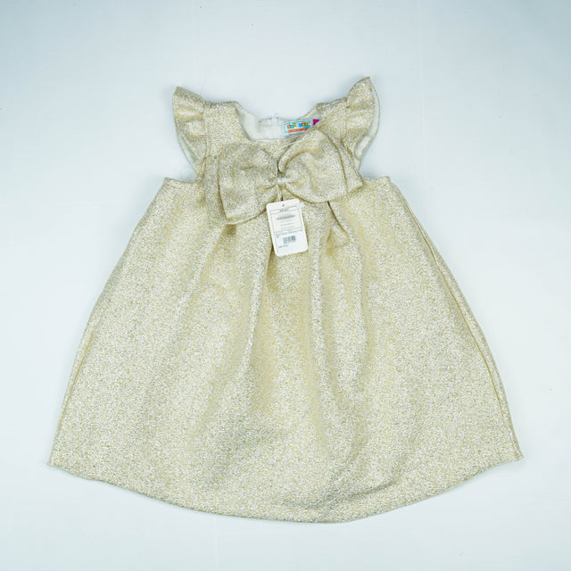 FROCK FRONT BOW GOLD TODDLER