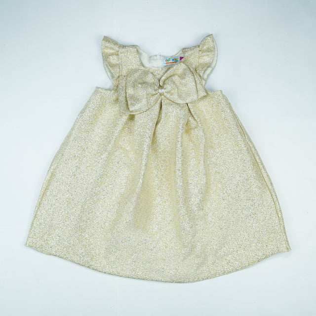 FROCK FRONT BOW GOLD TODDLER