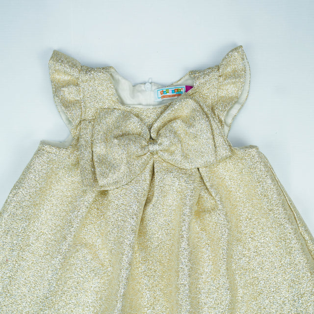 FROCK FRONT BOW GOLD TODDLER