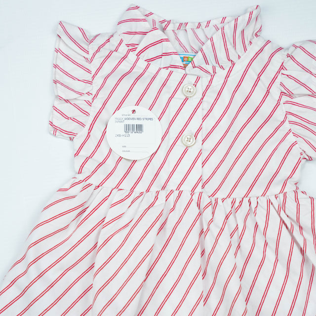 FROCK WOOVEN RED STRIPES INFANT